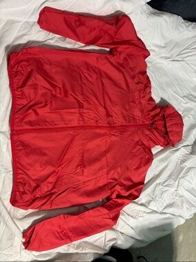 Men's Red Hooded Windbreaker Jacket - Unknown Brand